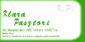 klara pasztori business card